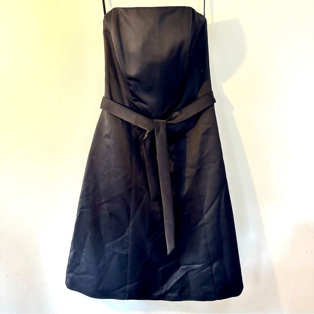 Vintage DaVinci Satin Strapless Tie Waist Fit & Flare Formal Dress Womens Size 8